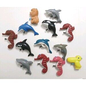 Dolphin Shark Whale Seahorse Sea Life Fish Vintage Plastic Squirt Gun Set of 13